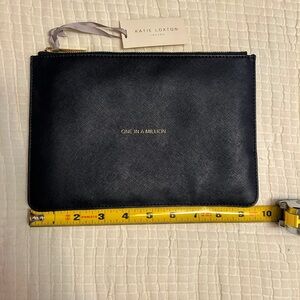Katie Loxton Perfect Pouch “One in a Million” Navy Clutch with Gold Accents
